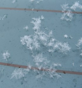 snowflake on car window...