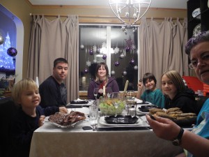 ready to gobble up the wonderful dinner...