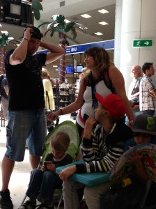 waiting, for a place to sit, washrooms and the correct gate...