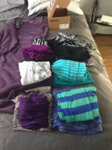 clothes all lined up...