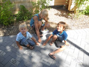 boys with their stone from Auntiy Cyndi and Uncle Ron...