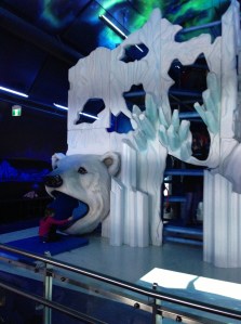 bright from the black light on all the white structures...