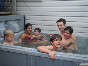 last Easter fun in the hot tub...