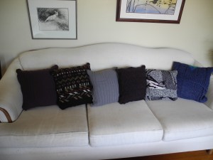 pillows for the kids from George's sweaters...
