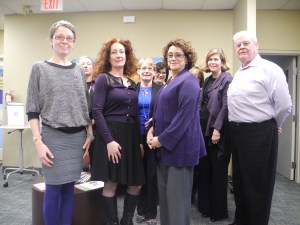 colleagues wearing at least one purple item...