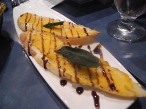 butternut squash crostini with sage and balsamic reduction...