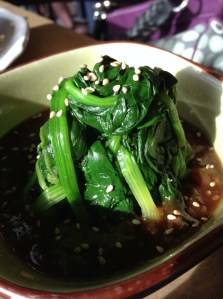 cold spinach and peanut sauce...