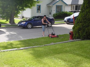 mowing the grass on Father's Day...
