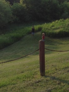 2 boys running down...