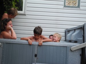 kids having a hot tub...