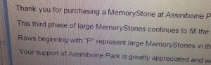 email re stone placement...