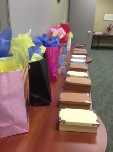 gifts and boxes with appreciation notes...