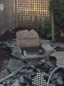 waterfall rock at the back...