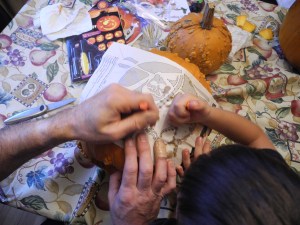 tracing the pattern with care in just the right spot...