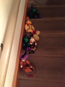 witches gathered up the stairs...