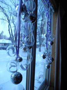 through the window..