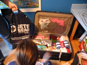 stuffing the bags with all their goodies...