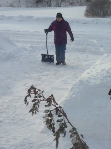 the shoveller trying out my Canada Goose cold temperature jacket...