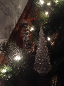 trees on the stairway, from a very organized Christmas box...