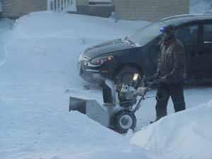 blowing the street in front of the house...