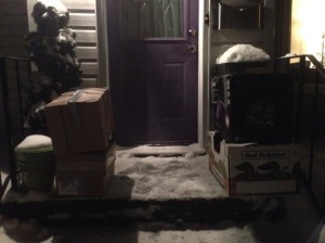 boxes of hand-me overs...