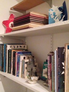 one portion of the shelves organized...